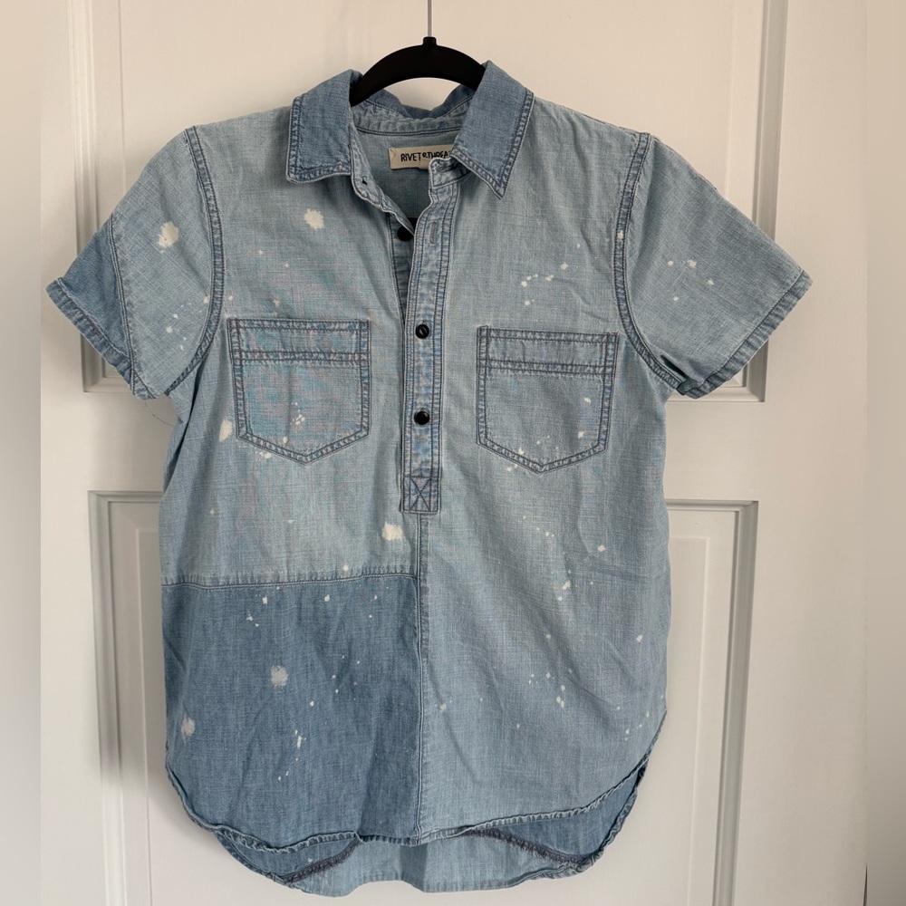 Madewell Rivet and Thread distressed denim shirt.  Never worn.  NWOT.